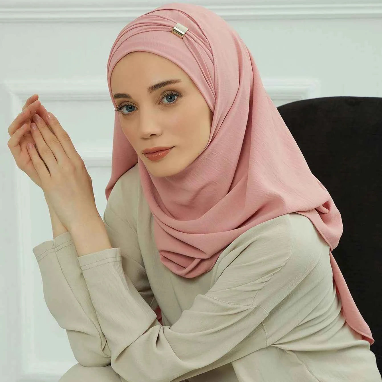 Plain Solid Hijab Womens Instant Turban Woman Khimar Underscarf Big Size
