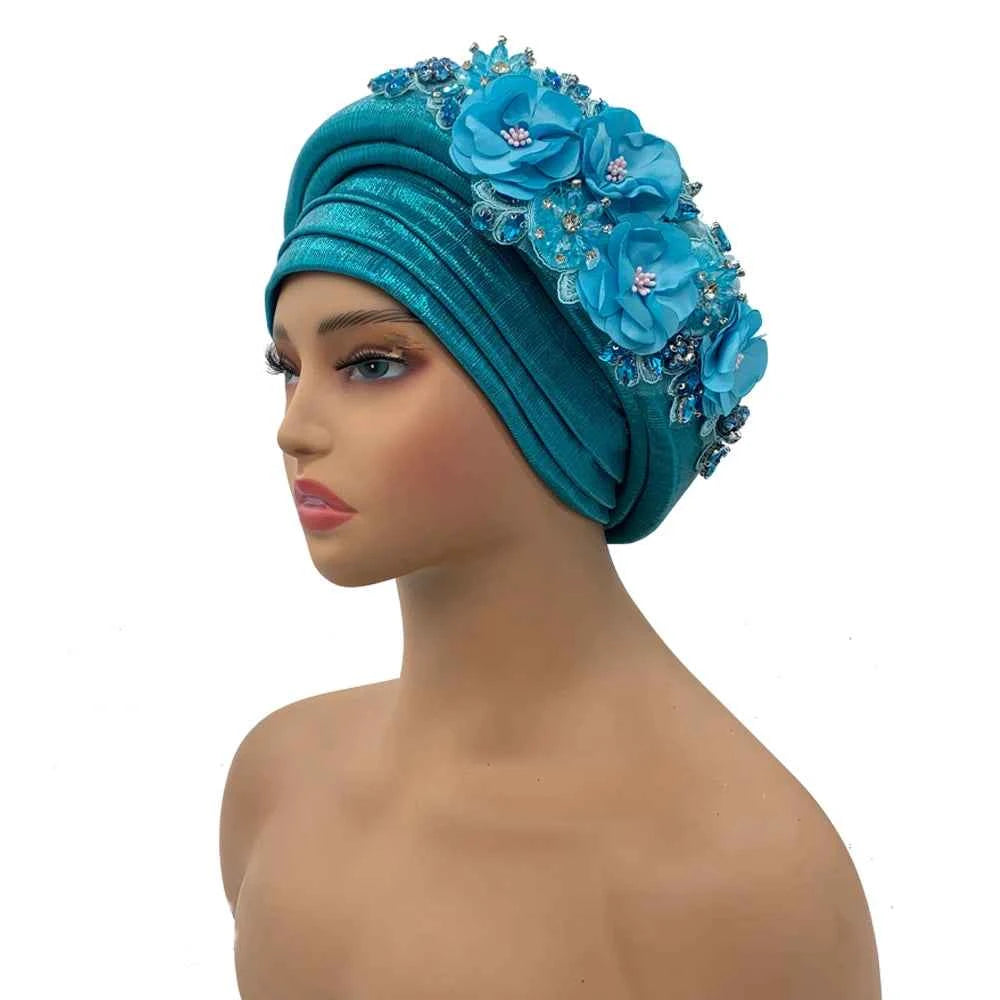 Exquisite Bouquet African Women's Turban Cap Ready to Wear Nigeria Auto Gele Headtie Female Fashion Head Wraps Turbante Mujer