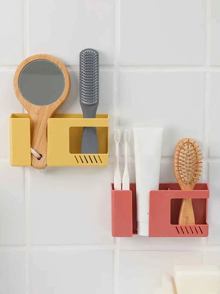 1PC Wall-Mounted Non-Punching Remote Control Storage Box Rack TV Air Conditioning Mobile Phone Charging Rac