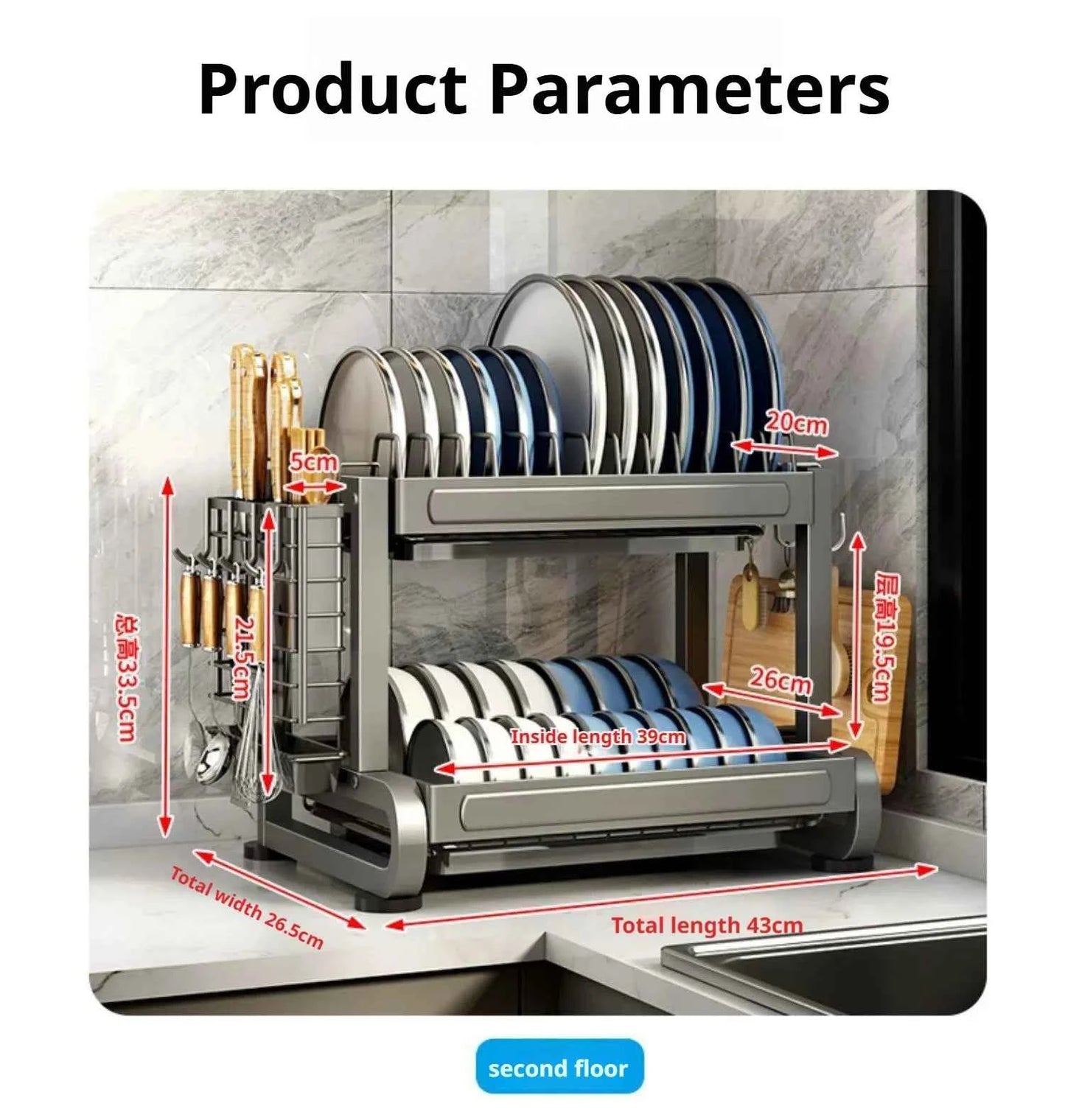 Kitchen Dish Bowl Drainer Storage Rack Countertop Dinnerware Organizer Drain Basket Household Dish Drying Rack Stand Shelf