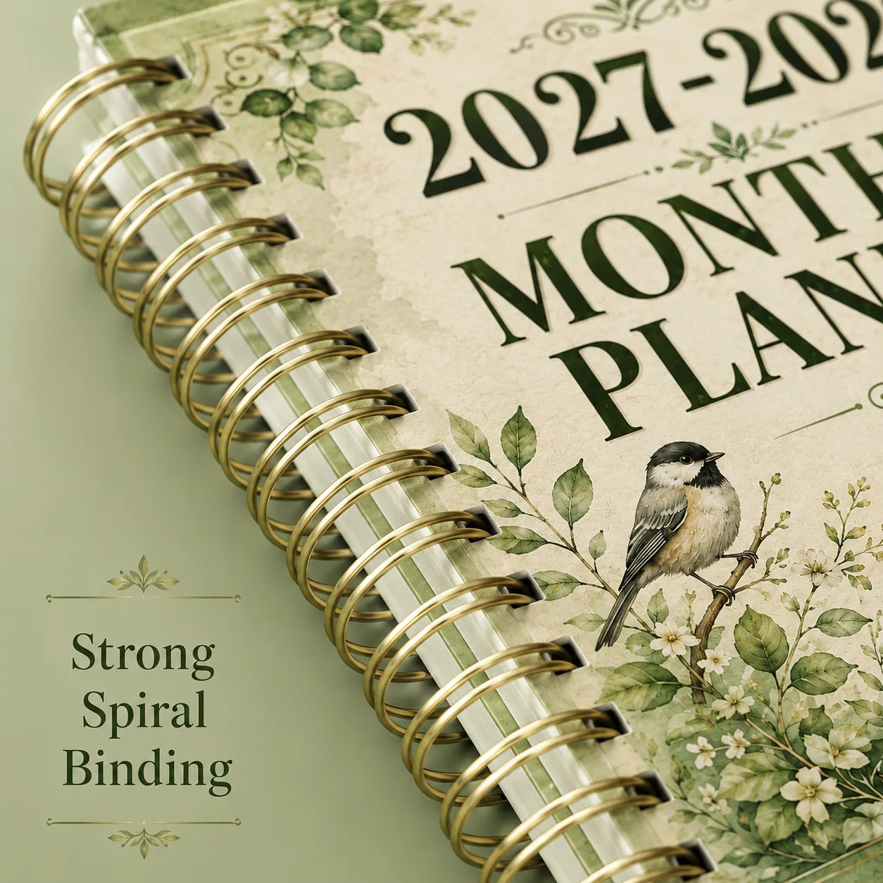 2027-2029 Forest Animal Wind Monthly Plan A5 Spiral Binding Schedule Booklet | Retro Plant Wind Long term Plan Book |
