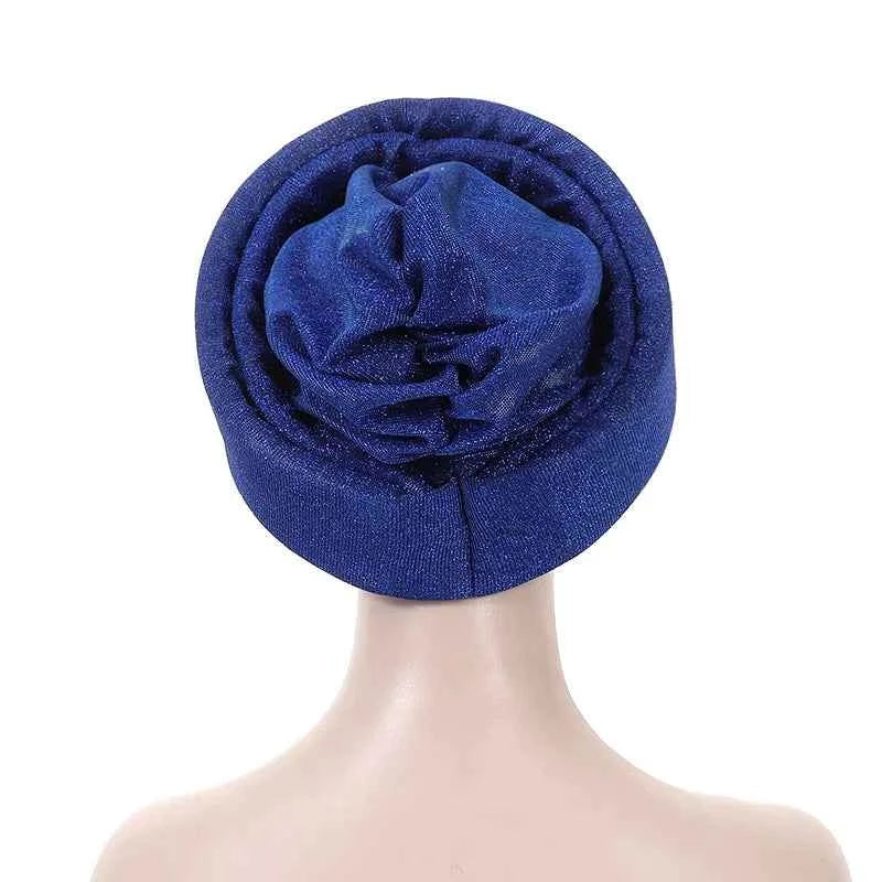 Glitter Fabric Turban Cap for Women African Pleated Head Wraps Nigeria Party Wedding Gele Lady Headscarf Bonnet