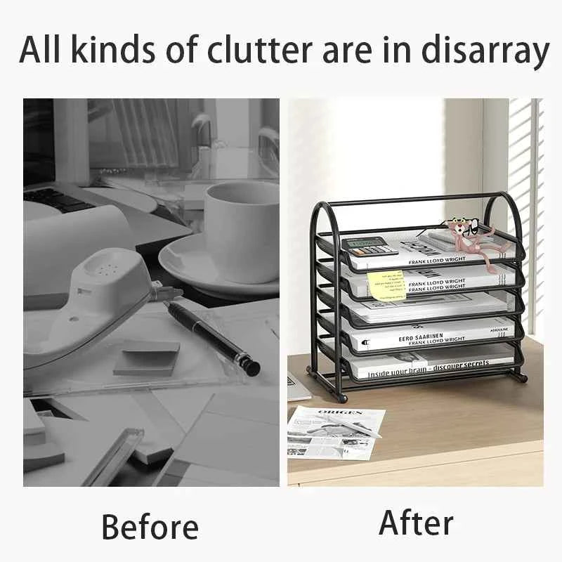 Mesh Letter Tray,Office Desk Paper Organizer with Sliding Trays for Desk Accessories, Office Supplies and File Storage, Black