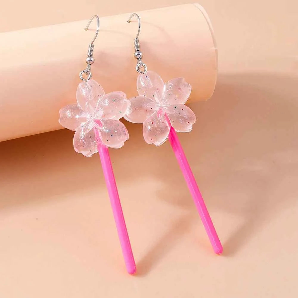 Sweet Candy Color Lollipop Drop Earrings for Women Funny Simulation Food Flower Dinosaur Dangle Hook Earrings Girls Jewelry Gift