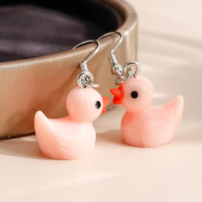 Cartoon Candy Colors Animal Duck Drop Earrings for Women Cute Design Female Ear Hooks Dangle Earrings Girl Party Jewelry Gift