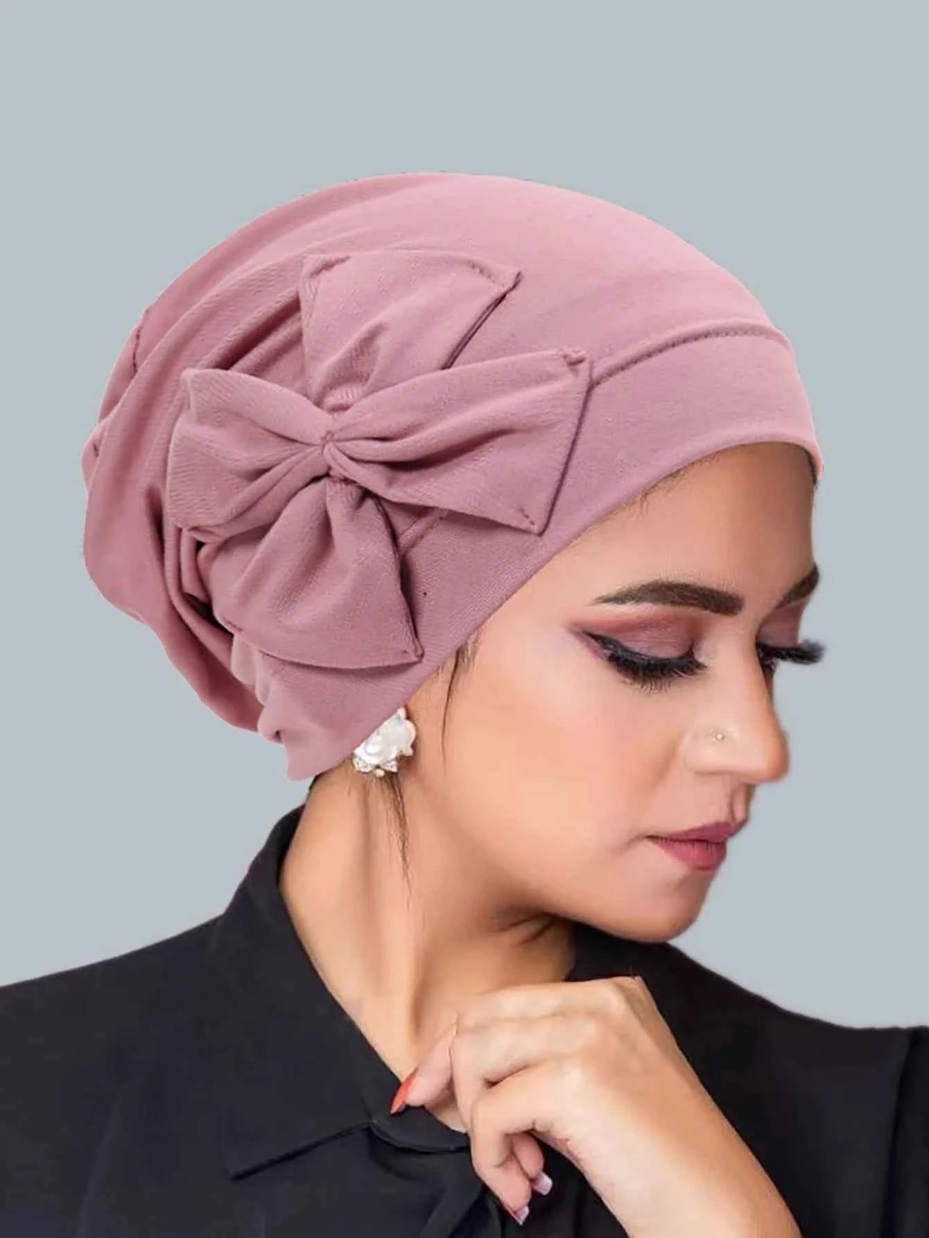 New Muslim Women Inner Hijab Hat Bowknot Turban Indian Bonnet Headscarf Beanies Hair Loss Head Wrap Chemo Cap Turbante Mujer - NamafadStore
