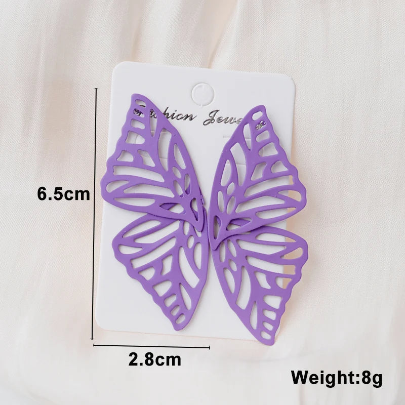 Purple Color Women Dangle Earrings Small Round Unusual Earrings Fashion Flower Butterfly Hanging earrings pendientes mujer