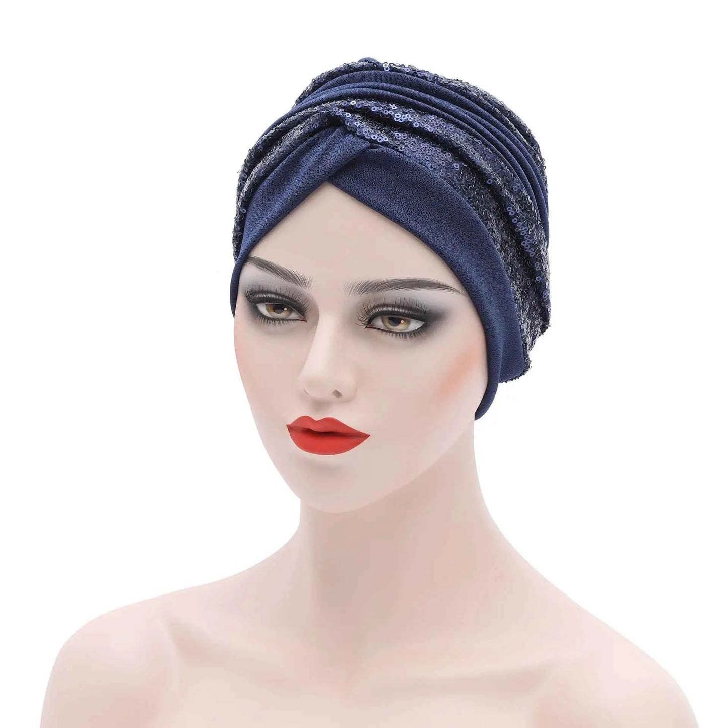 Women's Head Wraps Muslim Headscarf Cap India Hat Ready Hijab Bonnet Turbante Mujer Summer Breathable Sequins Turban Cap