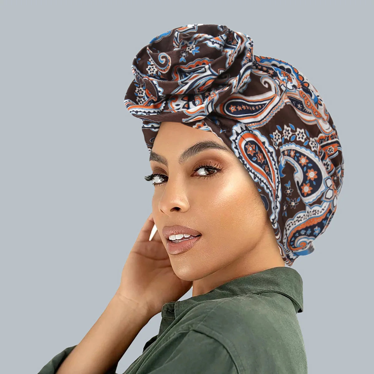 New African Women Print Turban Flower Beanies Bonnet Muslim Hijab Headscarf Hair Loss Head Wrap Bandanas Headband Turbante Mujer - NamafadStore
