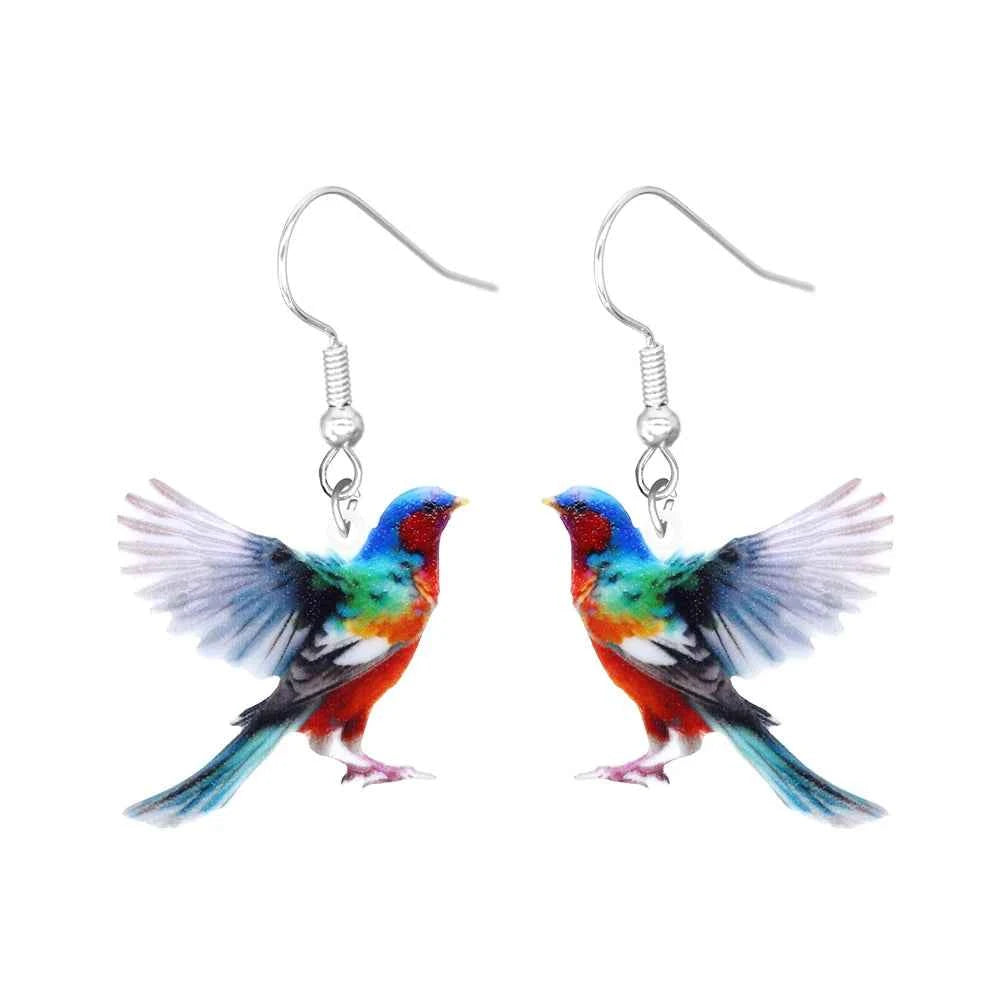 Animal earrings made of acrylic, cute and funny Hummingbird, goldfish, squirrel, parrot, owl, rooster, frog