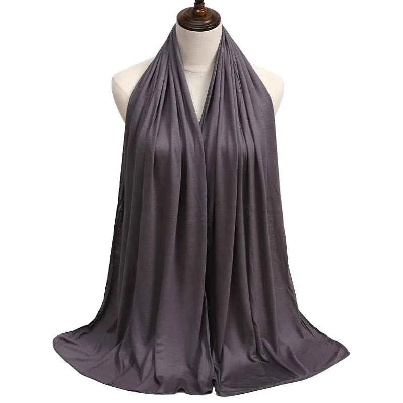New Jersey Womens Muslim Ramadan Fashion Modal Cotton Jersey Hijab Womens High Quality Solid Color Soft Hijab Long African Scarf
