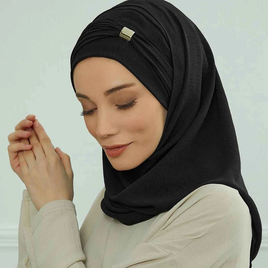 Plain Solid Hijab Womens Instant Turban Woman Khimar Underscarf Big Size