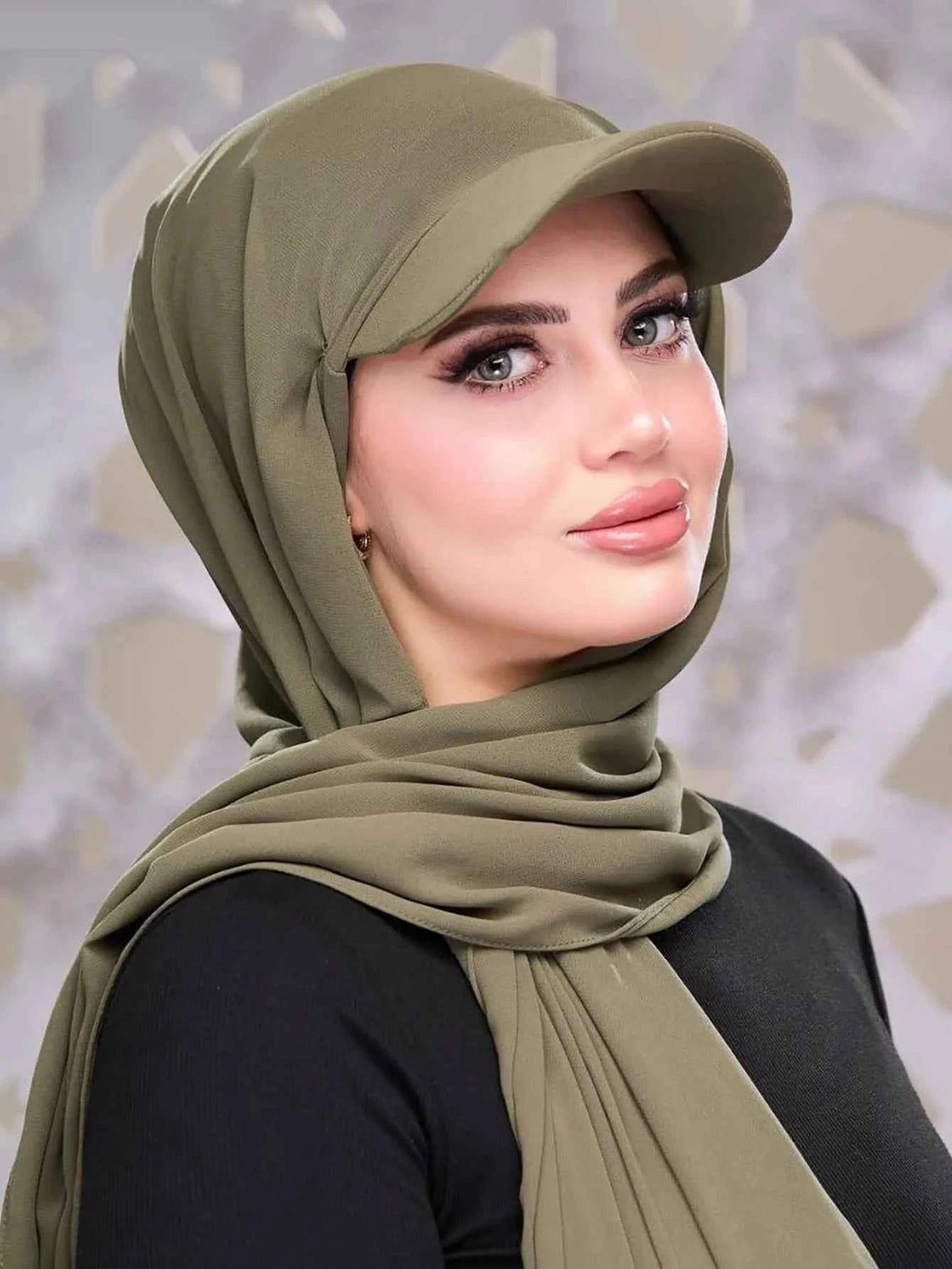 New Trendy Musilm Women Jersey Hijab with Base Ball Cap Summer Sports Cap Ready To Wear Instant Jersey Sport Hijabs