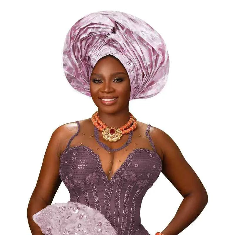 Elegant African Autogele Women's Turban Cap Nigeria Wedding Gele Ready To Wear African Headtie Evening Party Headwear