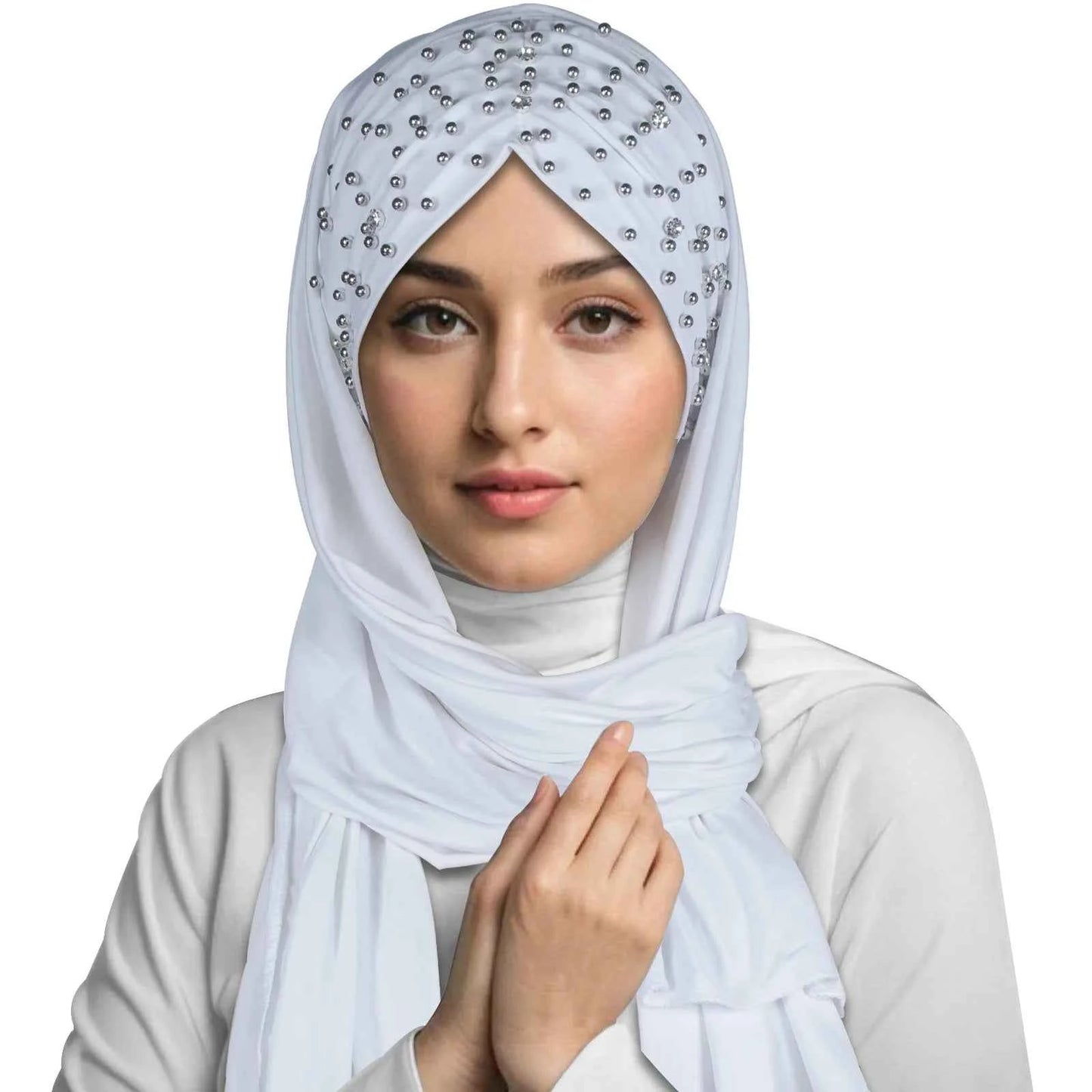Instant Hijabs Hijab Scarf With Diamonds Jersey Caps Bonnet Brand Design Muslim Scarf Plain Pull On Ready Wear Wrap Head Cover
