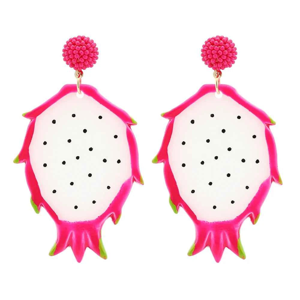 2025 Fruit Cartoon Round Dangle Earrings For Women Luxury Quality Beads Lemon Orange Pendientes Resin Fairy Jewelry Accessories