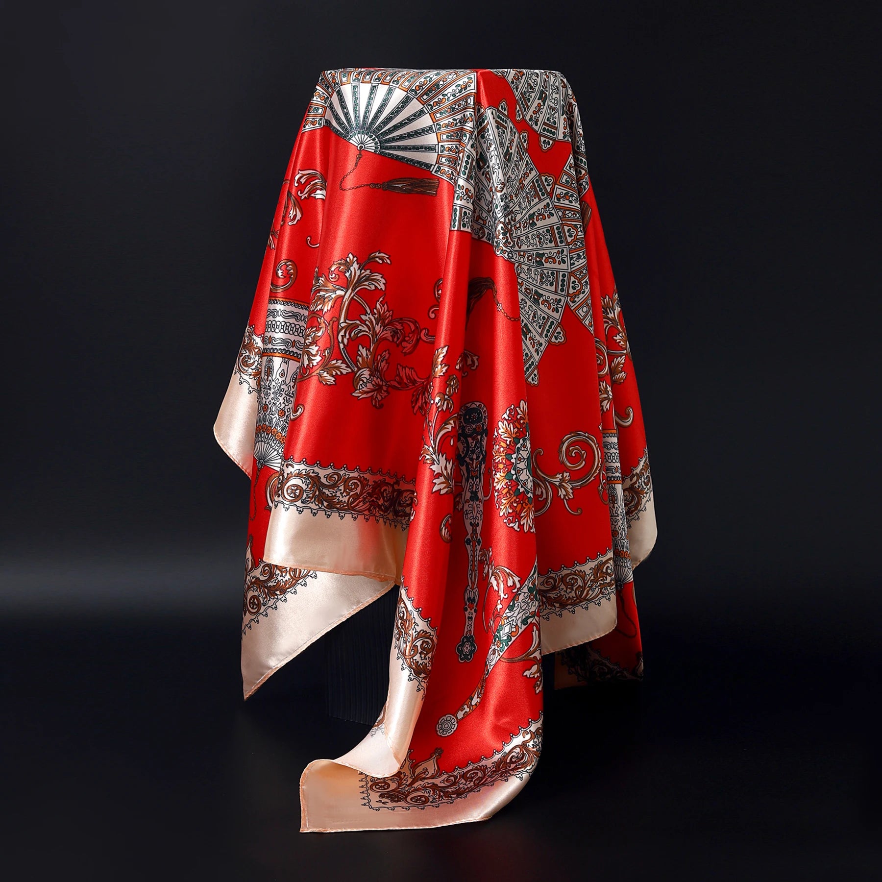 1 piece 35.4 inches Women Shawls Fashion print Summer Kerchief Luxury Brand 90X90CM Bandanna New Foulard Satin Square Headcloth - NamafadStore