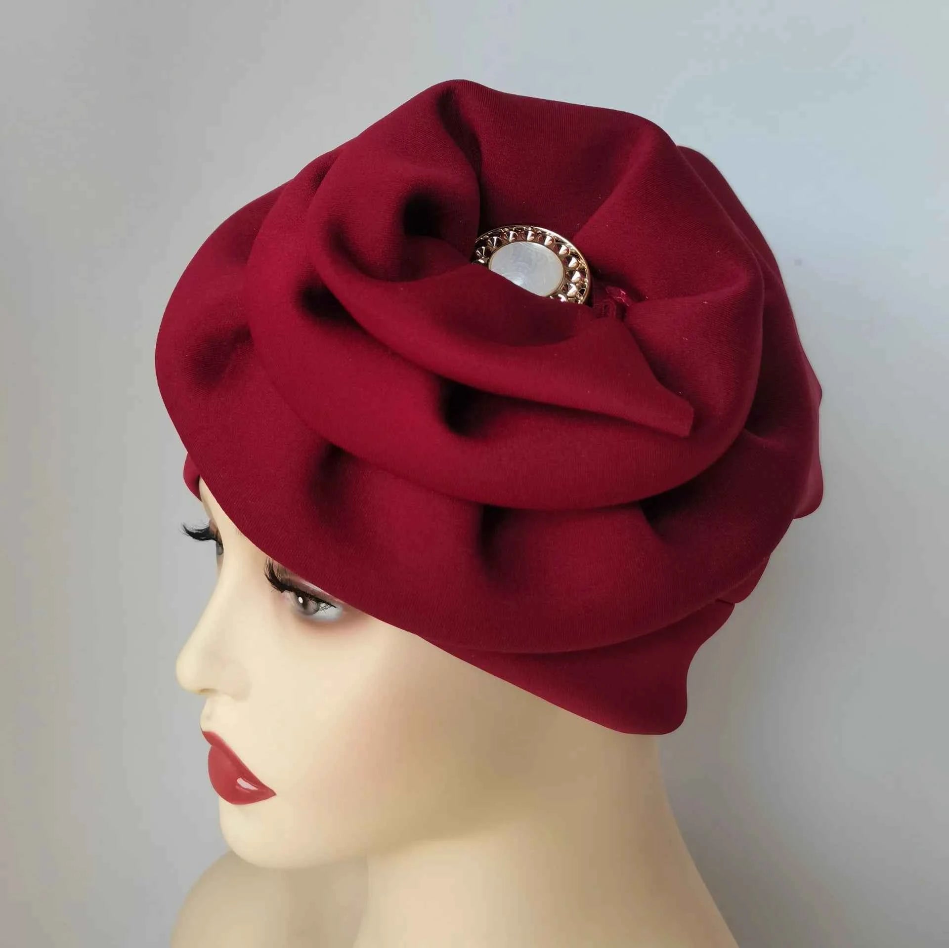 Winter Big Flower Turban For Women Muslim Hijab Caps Islamic African Headties Pleated Hijab Head Wraps Turban Bandana Head Cover