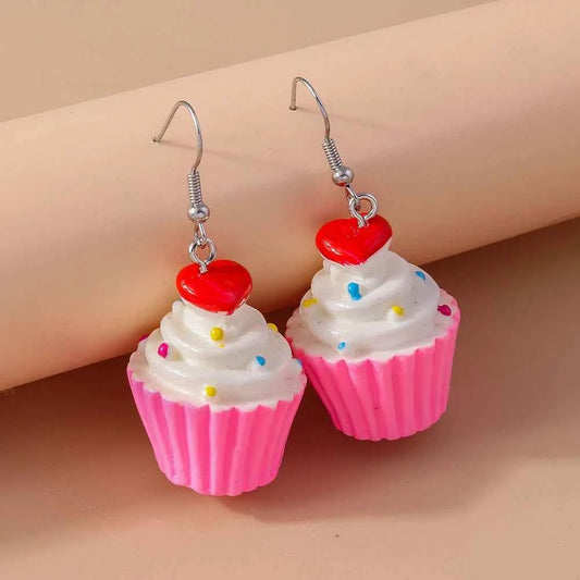Cute Resin 3D Cake Earrings for Women Girls Simulation Food Drop Earrings Kid's Party Holiday Jewelry Gifts