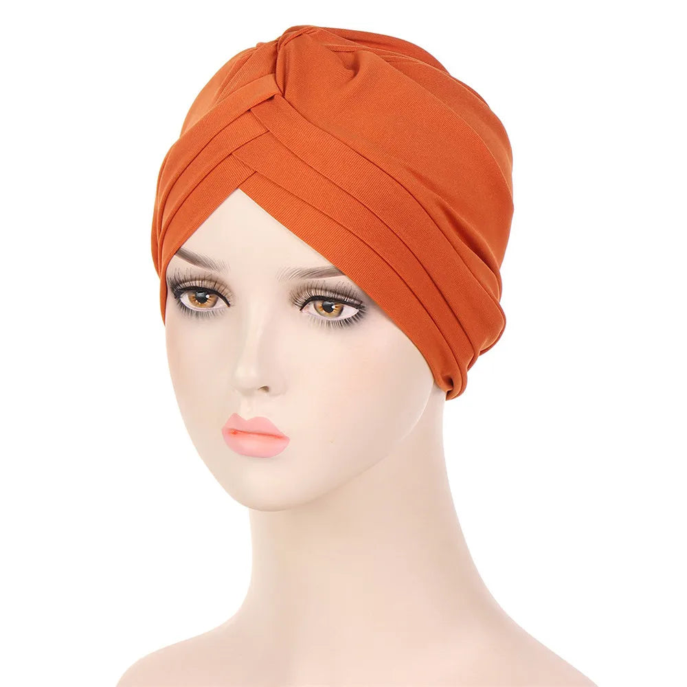 1PC New Women Elastic Turban Hat Muslim Hijab Islamic Beads Cancer Chemo Cap Ladies Hijab Stretch Head Wrap Head Scarf Hair Loss - NamafadStore