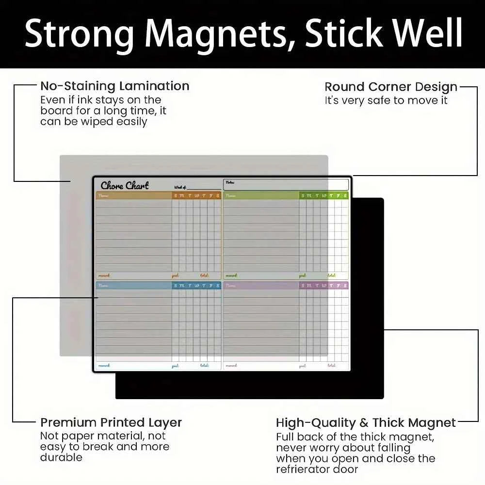 Magnetic Dry-Erase Chore Chart Set Families, Suitable Teens And Adults - Includes 1 Chore Chart And 2 Dry-Erase Boards/Shopping
