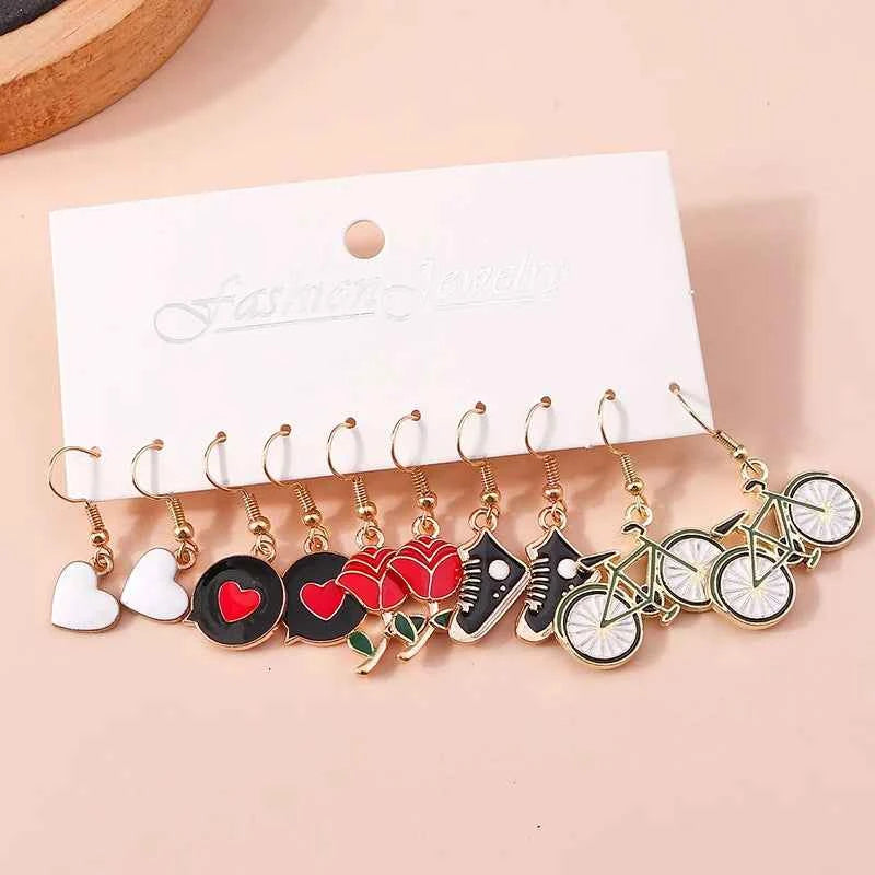 5pairs /Set Cute Sweet Donut Drop Earrings for Women Girls Simulation Food Dangle Earrings Kids Jewelry Gifts