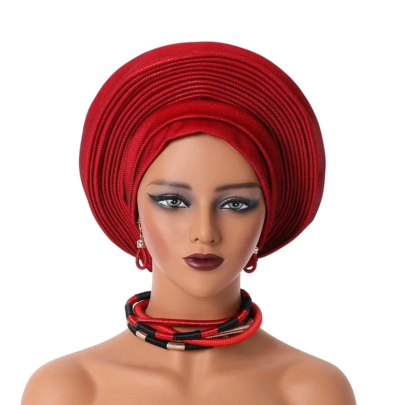 2025 Sequins Turban Chemo Cap for Women Ready to Wear African Auto Gele Headtie Nigeria Wedding Geles Female Head Wrap Headpiece