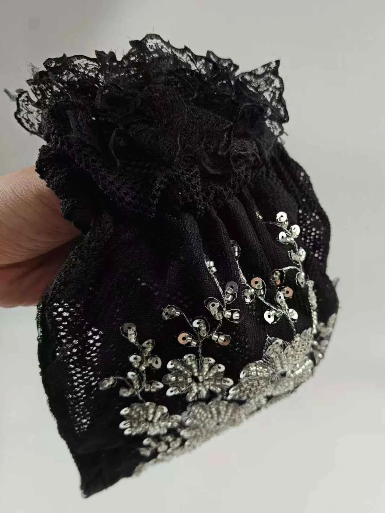 African Female Wrap Head Bonnet Muslim Turban Hat Lady Head Wraps Glitter Luminescence Beading Pleated Turban Cap for Women
