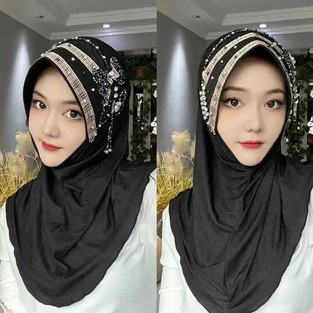 Hijab Muslim Women Shawl Headscarf  Luxury Tassels Chiffon Scarf Malaysia Kufi Islam Summer Thin Turban 05226