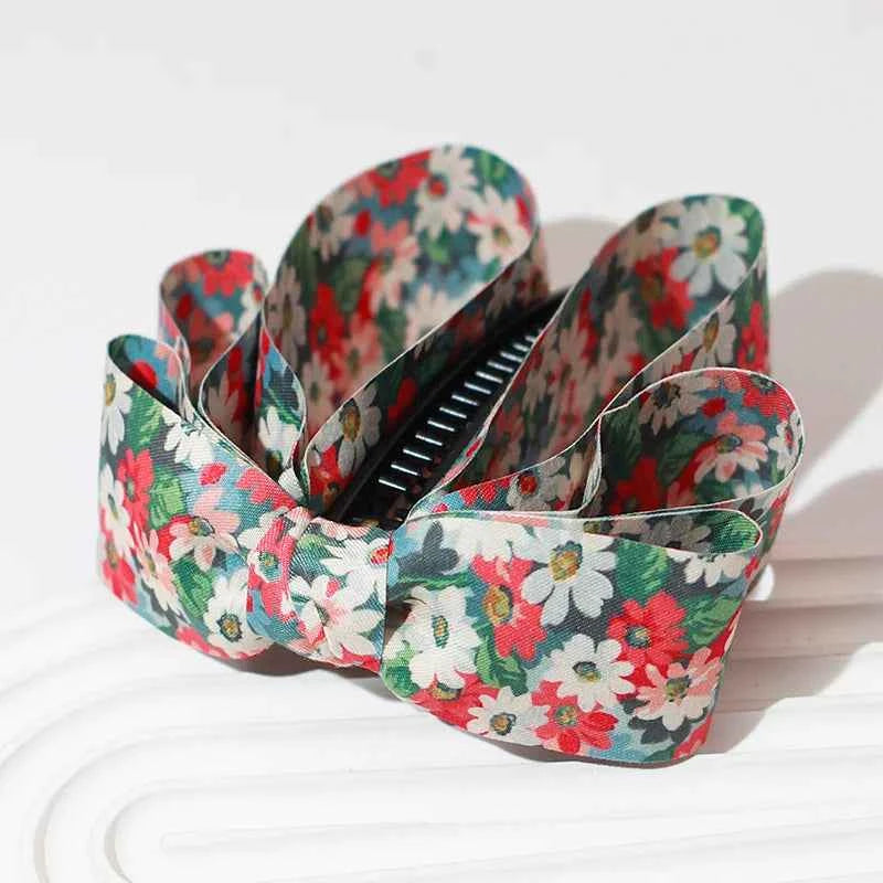 Lystrfac New Solid Color Fashion Fabric Bow Banana Hair Clips Hairpin for Women Back Head Ponytail Headdress  Hair Accessories