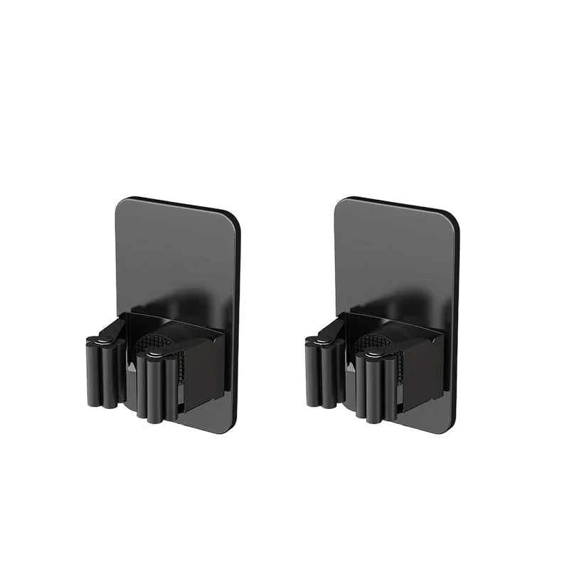 304 Stainless Steel Mop Holder Wall Mounted Adhesive Multi-Purpose Hooks Household Storage Organizer Rack Broom Hanger Stick