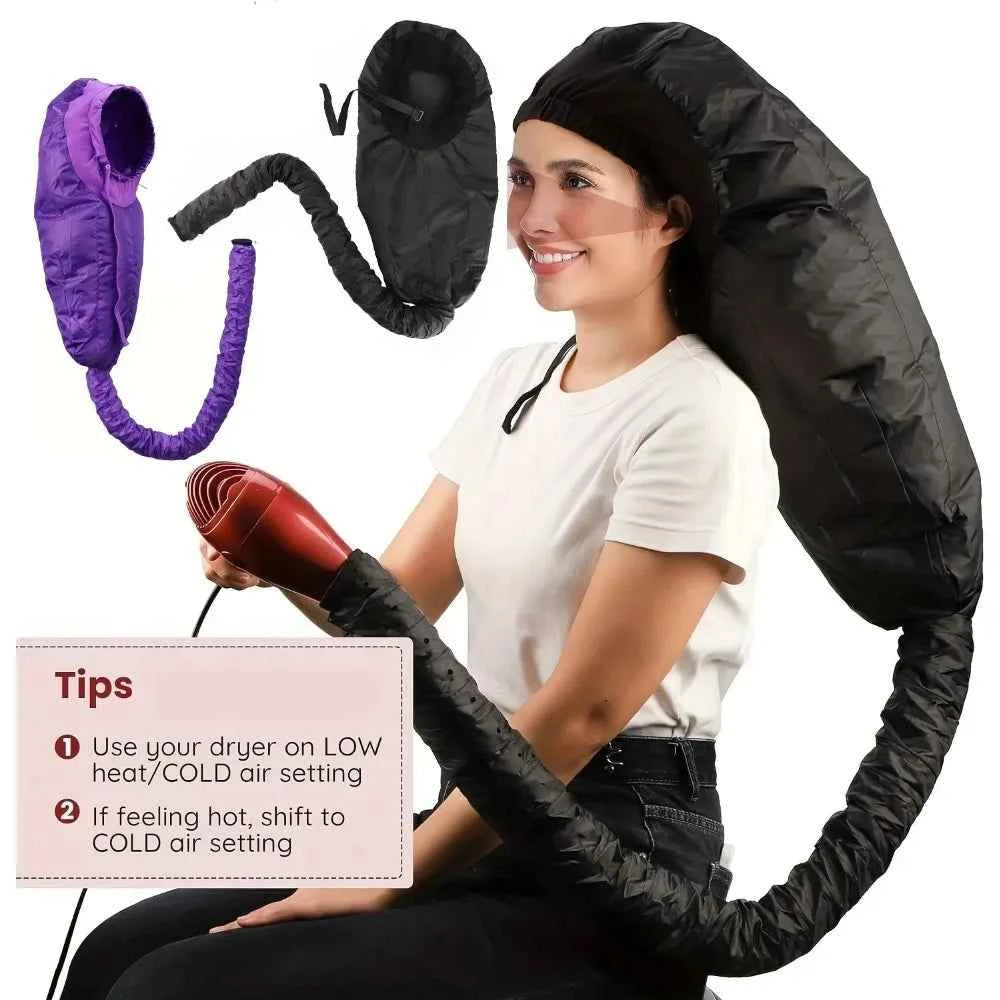 Bonnet Hooded Hair Dryer Attachment Extra Large Adjustable Deep Conditioning Cap Drying Heat Cap with Elastic Strap Fast Drying