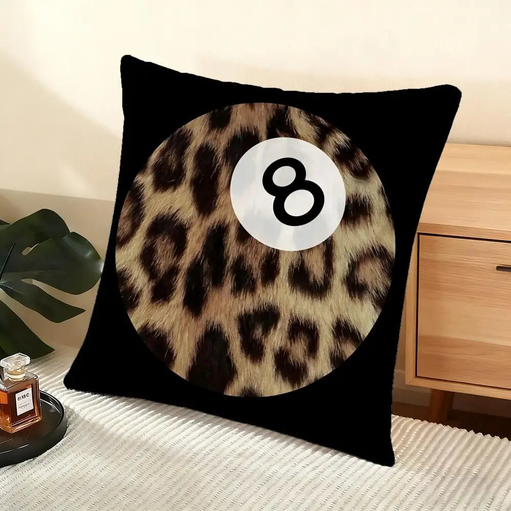 Leopard Love Cushion Cover Soft Short Plush Pillow Cover Smooth Cozy Texture Aesthetic Cushion Case Home Decor
