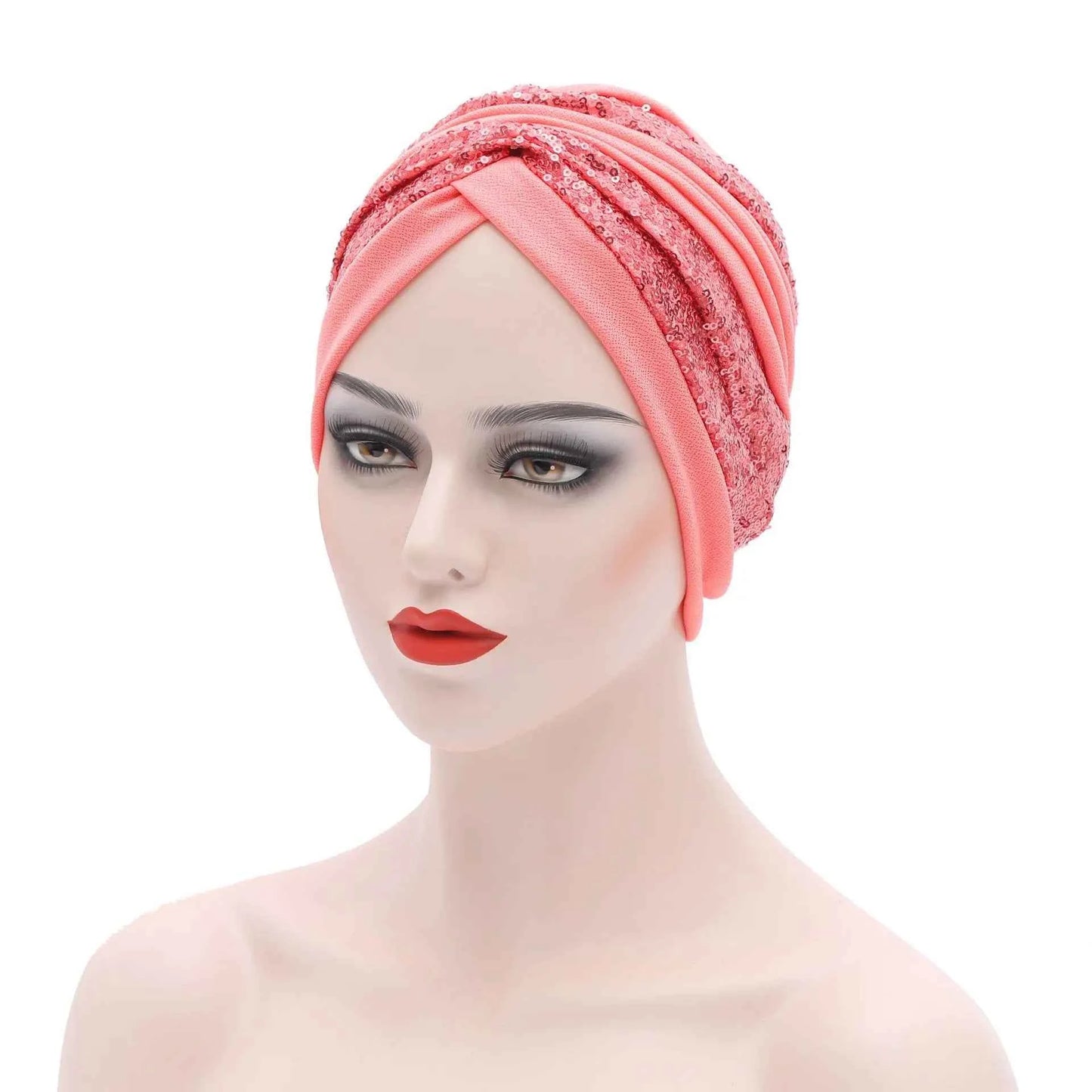 Women's Head Wraps Muslim Headscarf Cap India Hat Ready Hijab Bonnet Turbante Mujer Summer Breathable Sequins Turban Cap