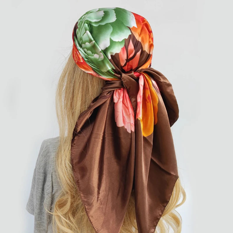 Luxury Brand Silk Scarf Fashion Foulard Satin Shawl Leopard 90*90cm Square Head Scarves Women Bandanna Pareo Headscarf - NamafadStore