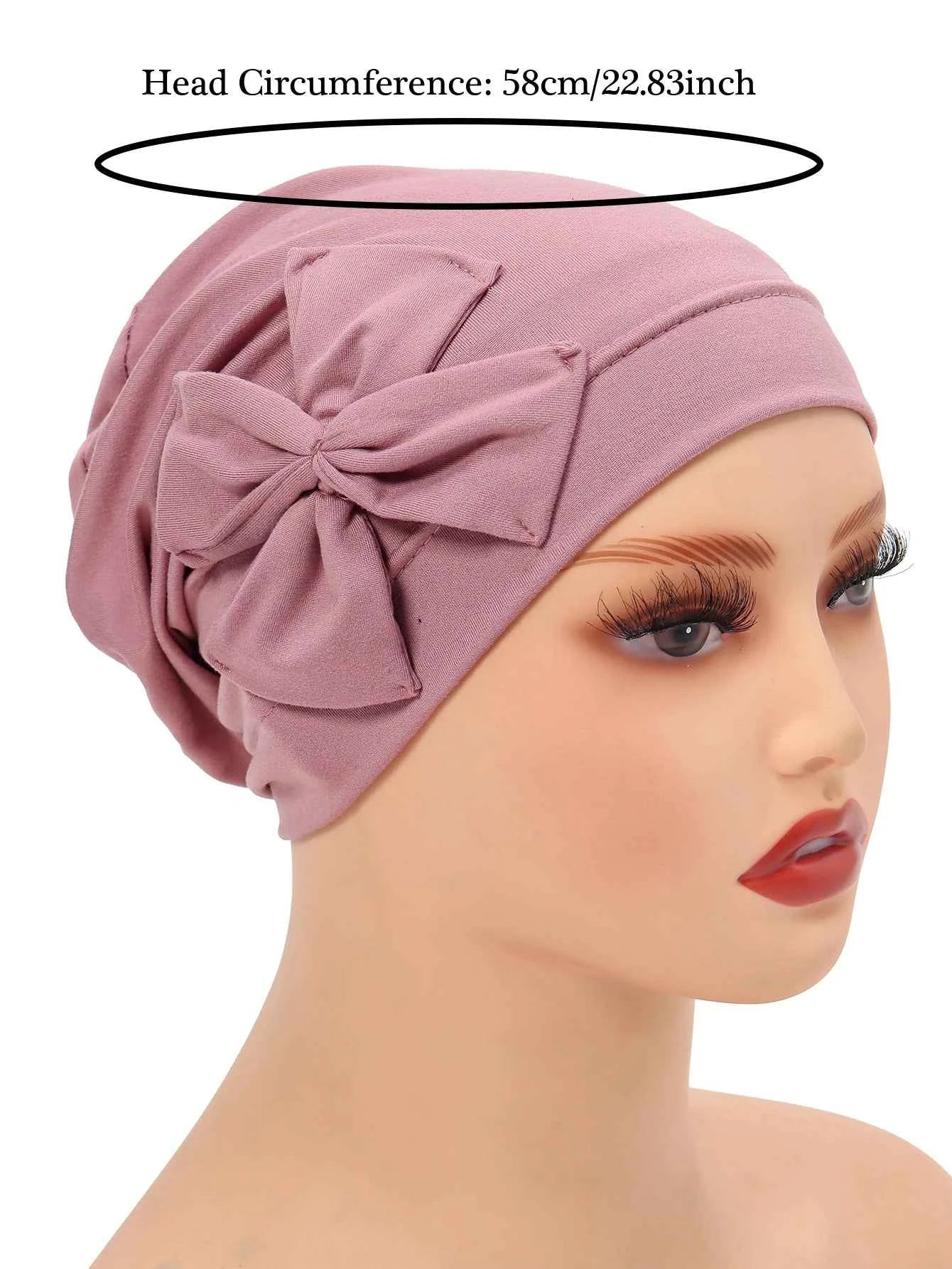 New Muslim Women Inner Hijab Hat Bowknot Turban Indian Bonnet Headscarf Beanies Hair Loss Head Wrap Chemo Cap Turbante Mujer