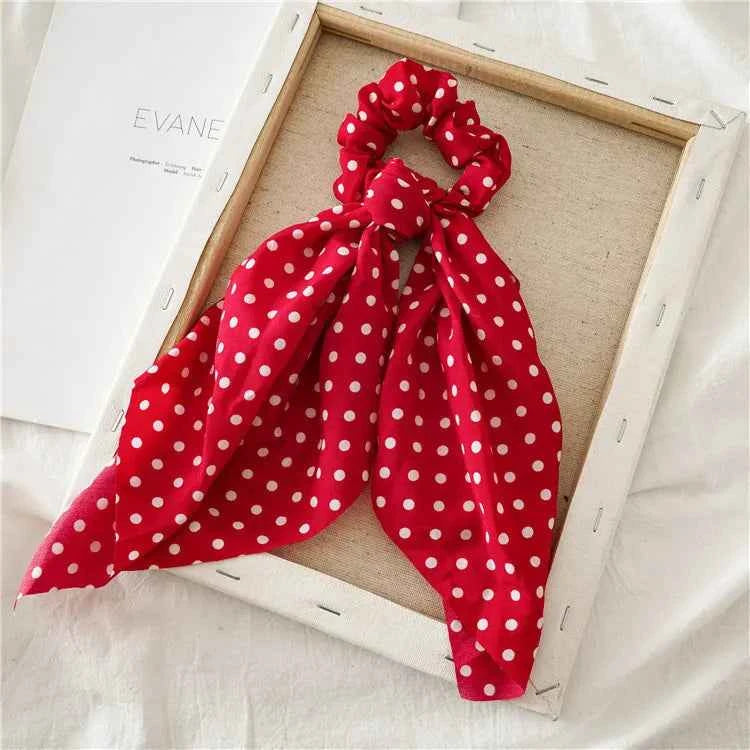 Fashion Leopard Print Bow Satin Long Ribbon Ponytail Scarf Hair Tie Scrunchies Women Girls Elastic Hair Bands Hair Accessories