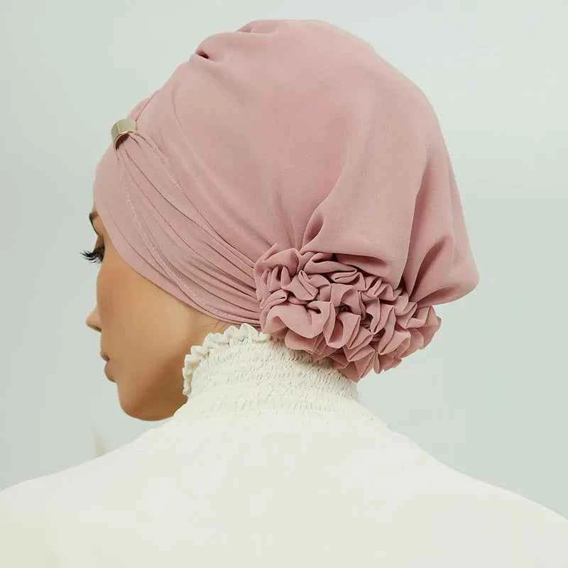 Plain Muslim Instant Turban Hat Inner Hijabs Caps Women Islamic Bandana Bonnet India Hats Female Headwrap Turbante Mujer Flower