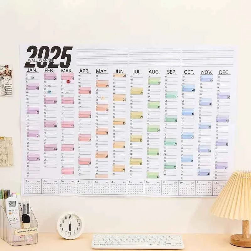 Large 2025 Schedules Calendar Planner Monthly Paper Weekly Planning Notepad Notebook Agenda Wall Calendar 365 Day Plan Hanging