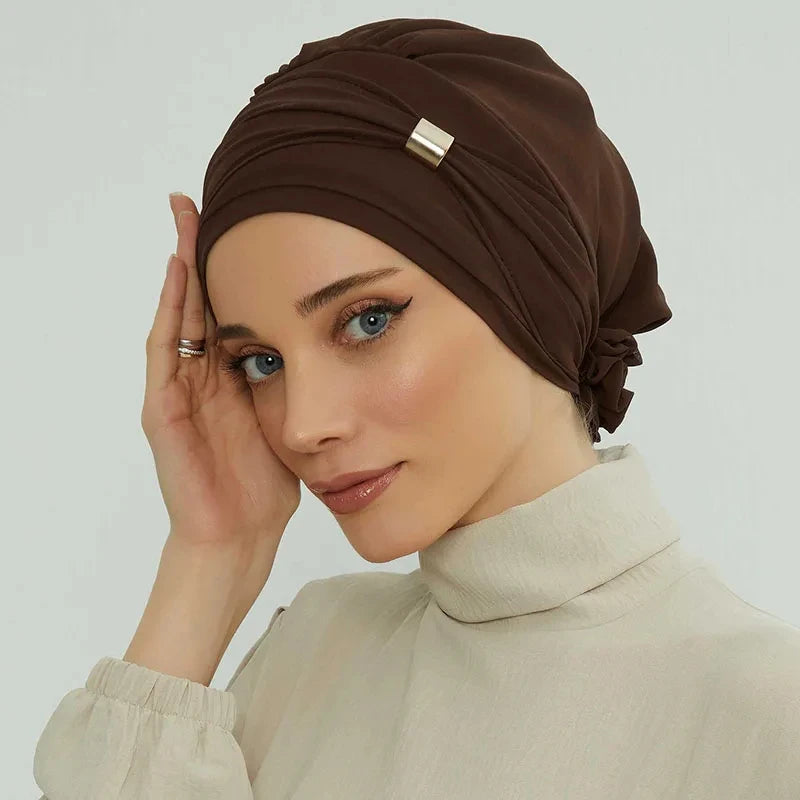 Muslim Solid Instant Turban Hat Hijab Women Caps Islamic Bandana Bonnet Fashion - NamafadStore