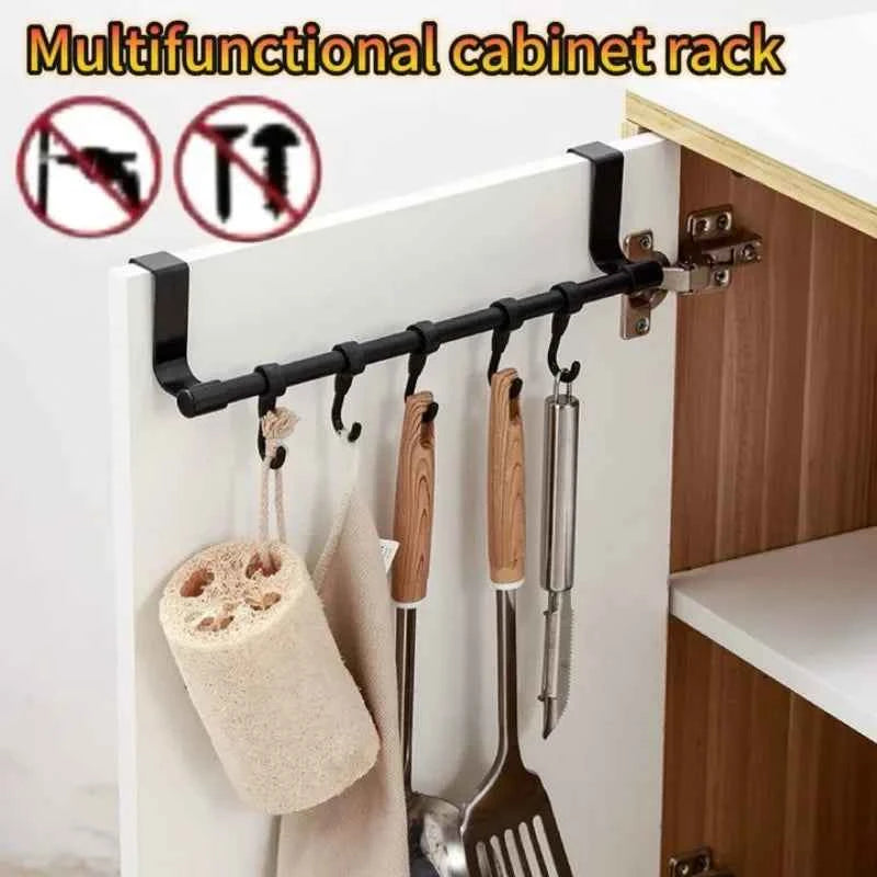 1/2pcs Wall-Mounted Kitchen Cabinet Towel Rack - Space-Saving Dishcloth Holder for Home and Bathroom No Drilling Require