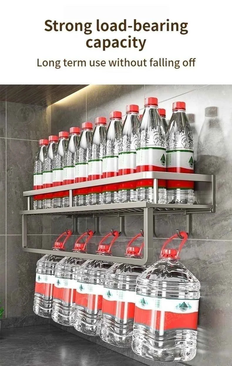 Aluminum Kitchen Shelf Wall Mounted Spice Organizer Rust and Moisture Resistant Bathroom Toiletries Storage Racks