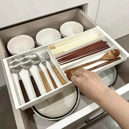 Silverware Drawer Organizer Expandable Cutlery Organizer Utensil Tray for Kitchen Adjustable Flatware Tray Cutlery Holder