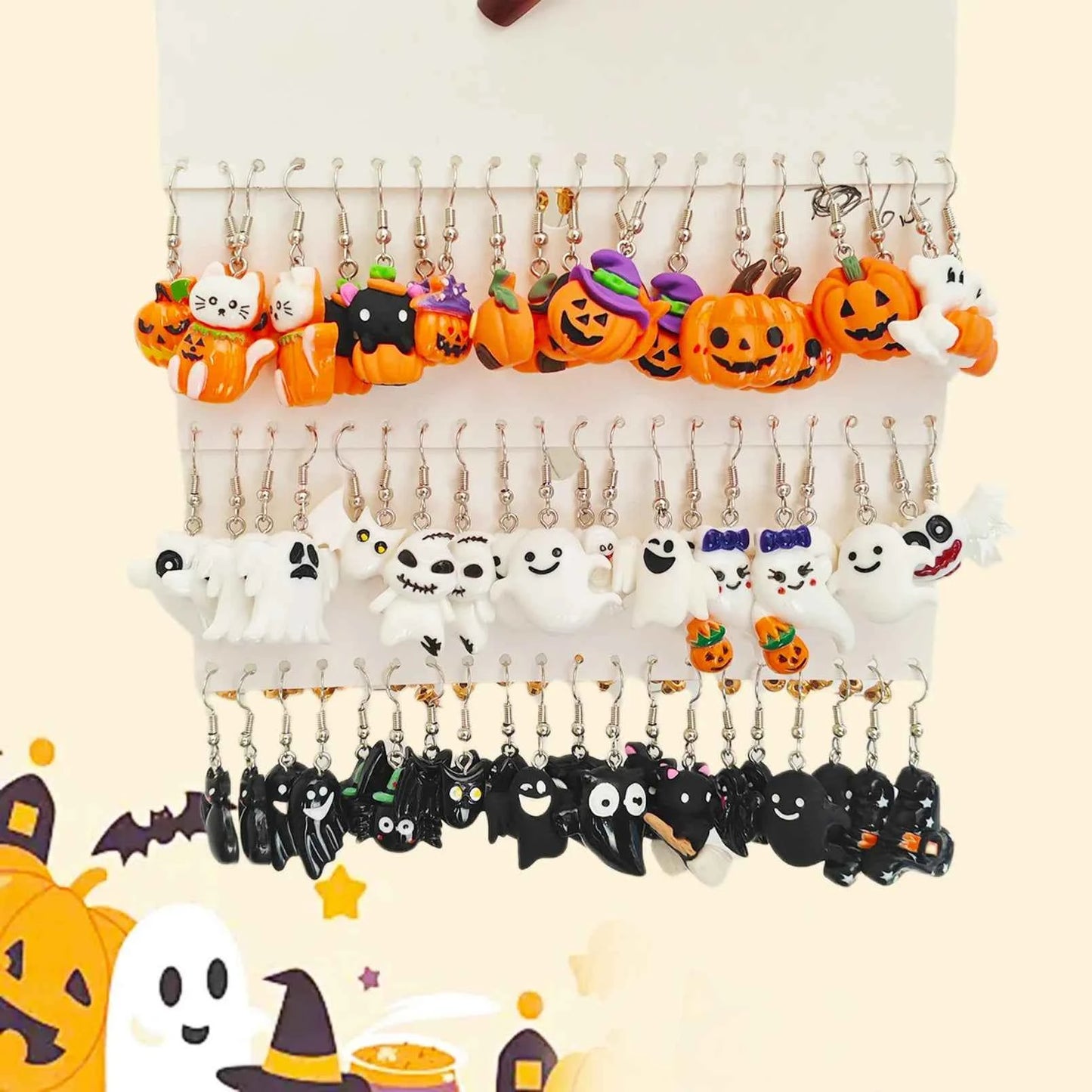 Halloween Resin Earrings Fun Creative Simulation Pumpkin Ghost Demon Clown Earrings Set