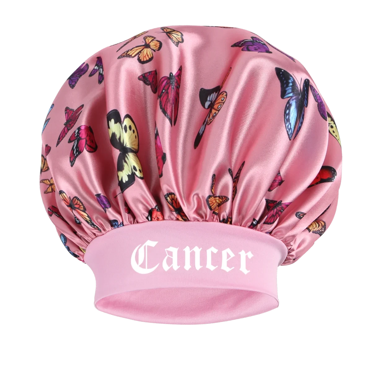 1PC Pink Butterfly Satin Sleep Bonnet & Headband Set - Adjustable Hair Protector for Daily, Makeup & Skincare Constellation