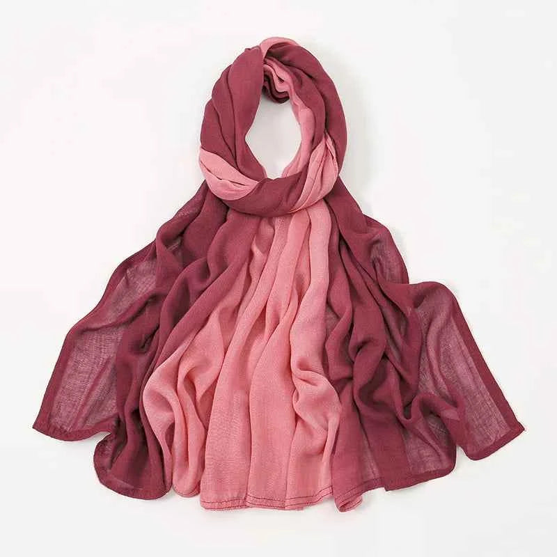 Big Size Gradient Women Cotton Rayon Crease Hijab Scarf Woman Long Wraps and Shawls Musulman Headband Islamic Turban