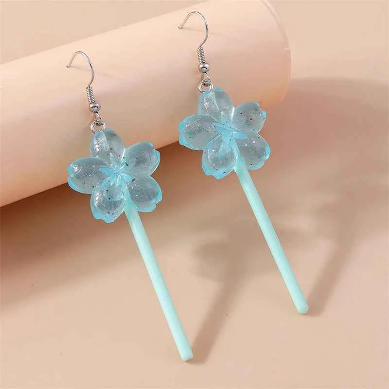 Sweet Candy Color Lollipop Drop Earrings for Women Funny Simulation Food Flower Dinosaur Dangle Hook Earrings Girls Jewelry Gift
