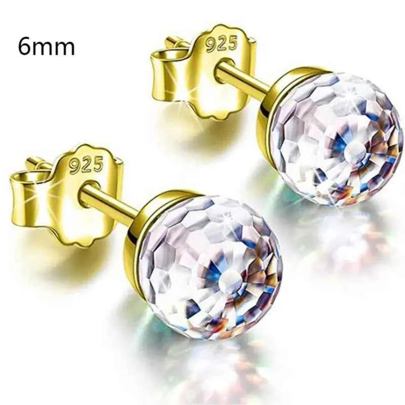Colorful Girls 6mm Rhinestones Ball stud Earring Jewelry Crystal Stud Earrings Simple Women Multicolor Charming