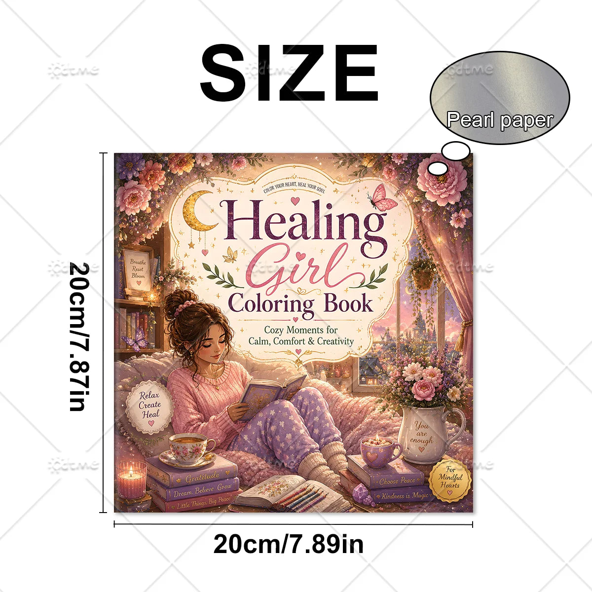 Healing Girl Coloring Book for Adults & Teens – Cute Stress Relief Coloring