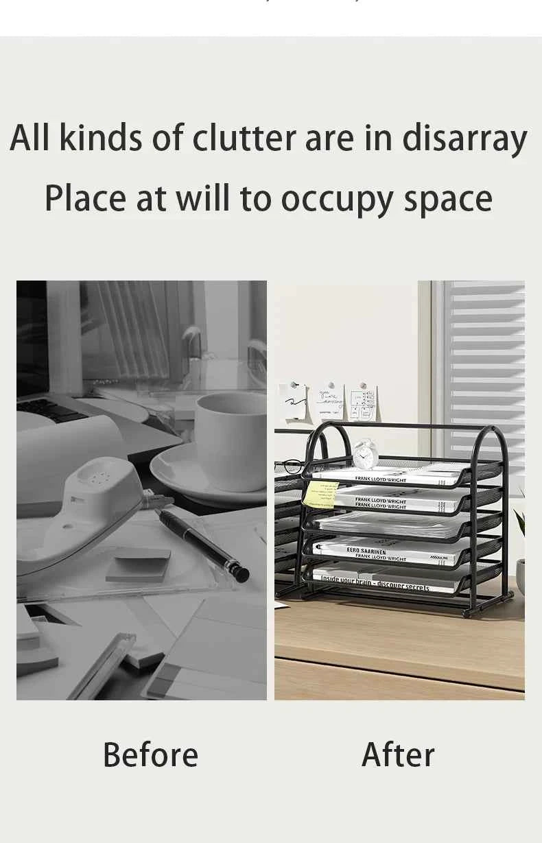 Mesh Letter Tray,Office Desk Paper Organizer with Sliding Trays for Desk Accessories, Office Supplies and File Storage, Black